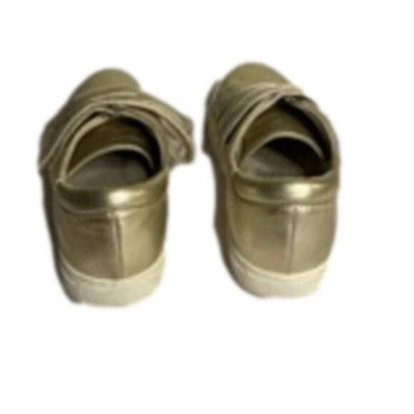 Metallic Gold Leather Velcro Sneakers Kenneth Cole New York Size 6 - Picture 6 of 9